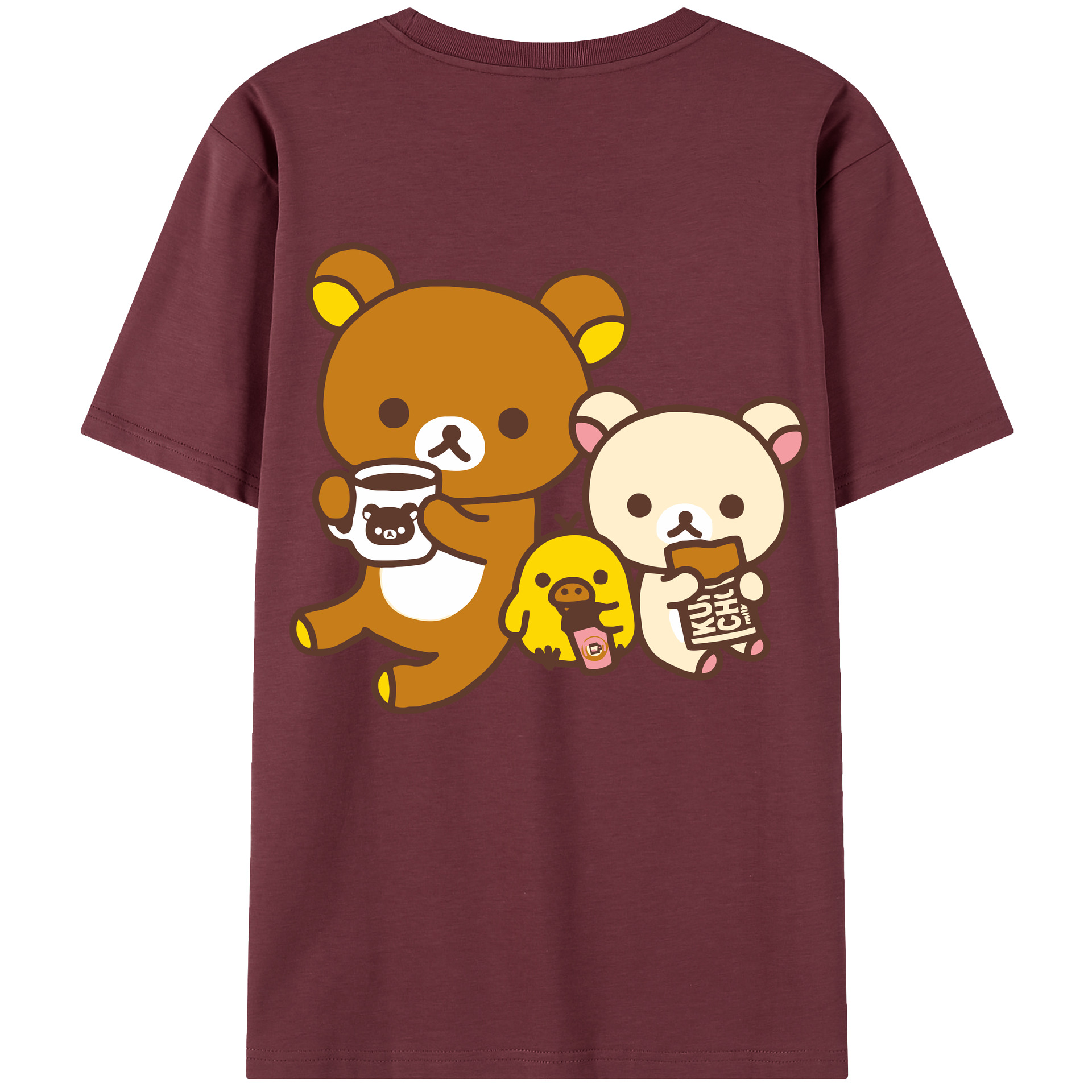 （画像用） リラックマ リラックマ キイロイトリ Rilakkuma Korilakkuma Kiiroitori 綿100％半袖Tシャツ（背面プリント）